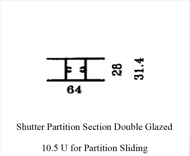 10.5cm Shutter Partition Section Double Glazed 10511