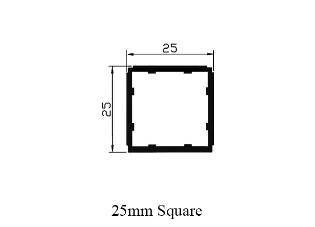 Aluminium Square Tube 25x25mm 12682