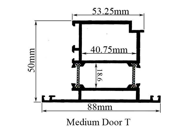 Medium Door T Profile TB Hinge Series Gulf Extrusion