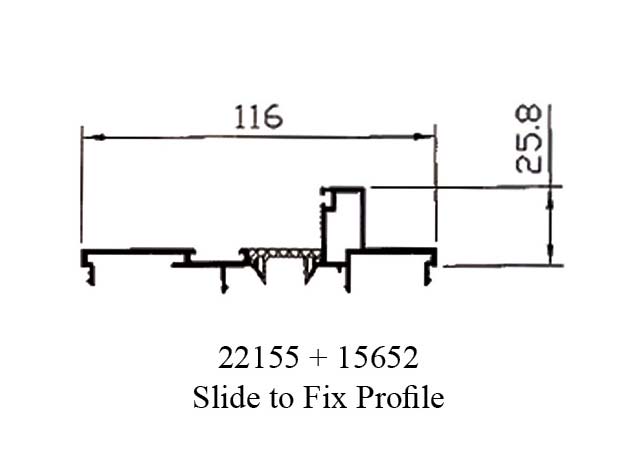 GE 12cm Sliding Series Slide to fix Profile (22155+15652)