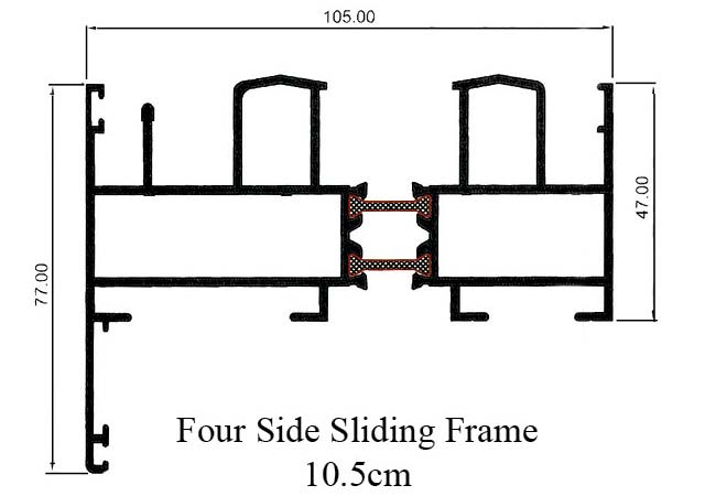 AE Thermal Break 10.5cm Sliding Four Side Sliding Frame 105mm