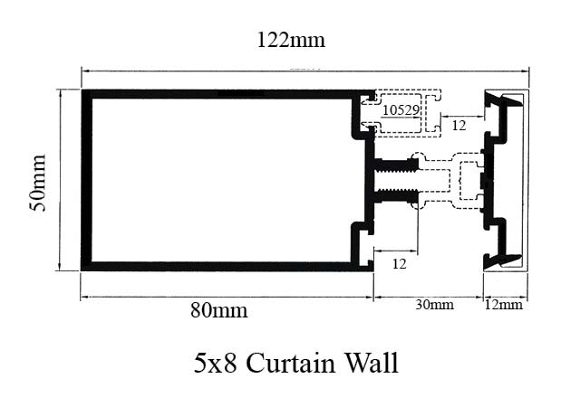 5x8 cm Curtain Wall 45002