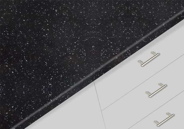 Solid Surface Midnight Black  76x367cm 12mm