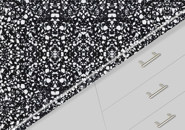 Black With White Solid Surface  76x367cm 12 mm