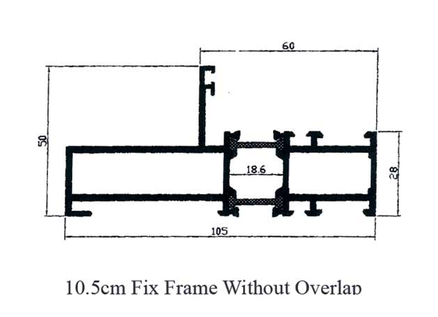 10.5cm Fix Frame Without Overlap Profile TB Hinge Series Gulf Extrusion