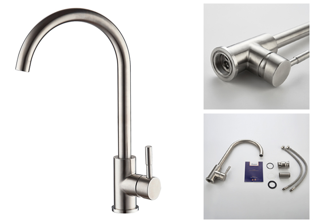 Kitchen Sink Mixer / Tap Single Lever A4590 Brush Finish Stainless Steel 304	