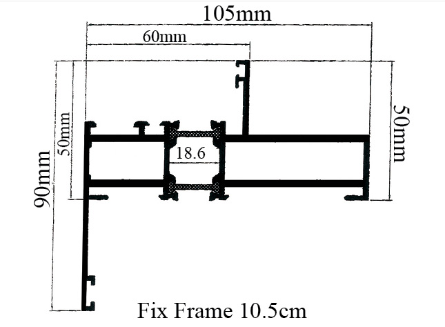 10.5cm Fix Frame TB Hinge Series Gulf Extrusion