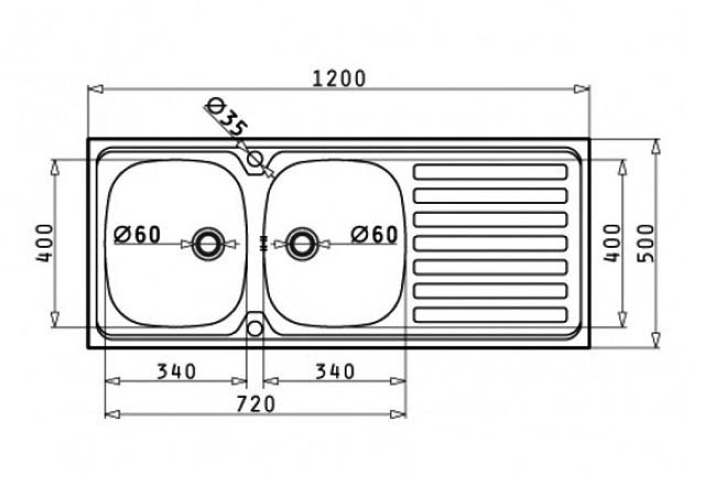 Pyramis Kitchen Sink International (120X50) 2B 1D